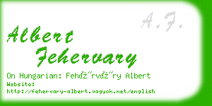 albert fehervary business card